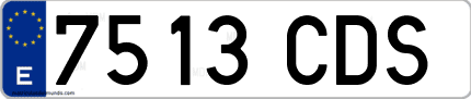 Ejemplo de matrícula de coche ordinaria 7513 CDS