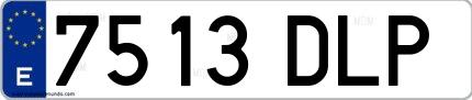 Ejemplo de matrícula española 7513 DLP