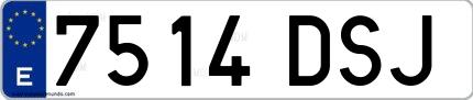 Ejemplo de matrícula española 7514 DSJ