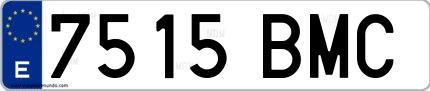Ejemplo de matrícula española 7515 BMC