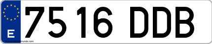 Ejemplo de matrícula de coche ordinaria 7516 DDB