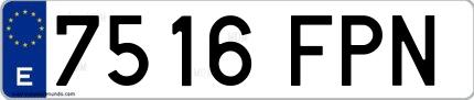 Ejemplo de matrícula española 7516 FPN