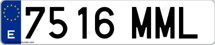 Ejemplo de matrícula española 7516 MML