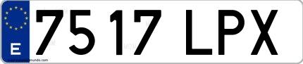 Ejemplo de matrícula española 7517 LPX