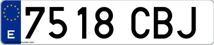 Ejemplo de matrícula española 7518 CBJ