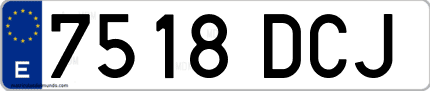 Ejemplo de matrícula de coche ordinaria 7518 DCJ