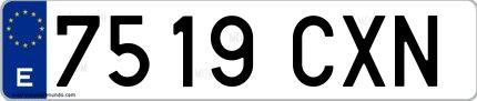 Ejemplo de matrícula española 7519 CXN