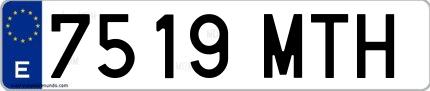 Ejemplo de matrícula española 7519 MTH