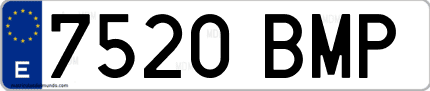 Ejemplo de matrícula de coche ordinaria 7520 BMP
