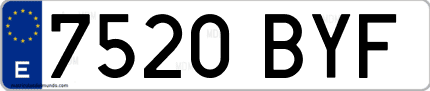 Ejemplo de matrícula de coche ordinaria 7520 BYF