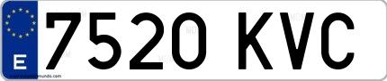 Ejemplo de matrícula española 7520 KVC