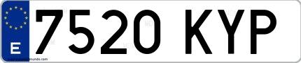 Ejemplo de matrícula española 7520 KYP