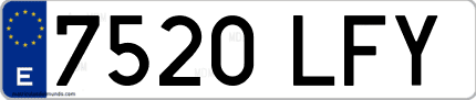 Ejemplo de matrícula de coche ordinaria 7520 LFY