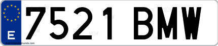 Ejemplo de matrícula de coche ordinaria 7521 BMW