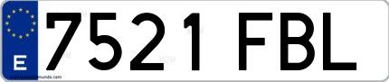 Ejemplo de matrícula española 7521 FBL