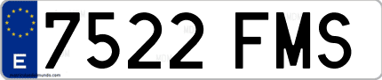 Ejemplo de matrícula de coche ordinaria 7522 FMS