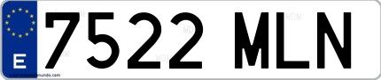 Ejemplo de matrícula española 7522 MLN