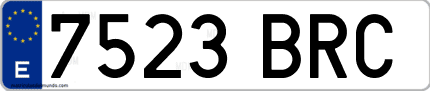 Ejemplo de matrícula de coche ordinaria 7523 BRC
