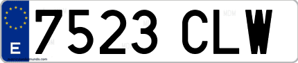 Ejemplo de matrícula de coche ordinaria 7523 CLW