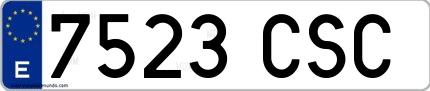 Ejemplo de matrícula española 7523 CSC