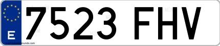 Ejemplo de matrícula española 7523 FHV