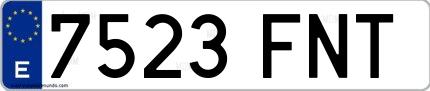 Ejemplo de matrícula española 7523 FNT