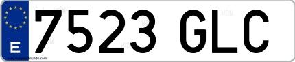 Ejemplo de matrícula española 7523 GLC
