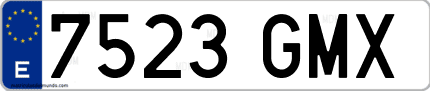 Ejemplo de matrícula de coche ordinaria 7523 GMX