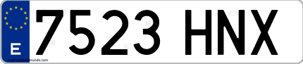 Ejemplo de matrícula de coche ordinaria 7523 HNX