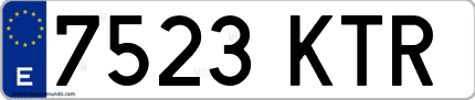 Ejemplo de matrícula de coche ordinaria 7523 KTR