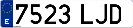 Ejemplo de matrícula de coche ordinaria 7523 LJD