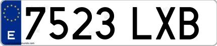 Ejemplo de matrícula española 7523 LXB