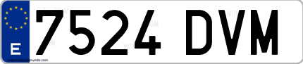 Ejemplo de matrícula de coche ordinaria 7524 DVM
