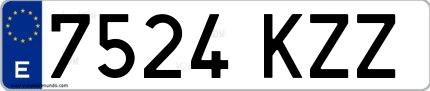 Ejemplo de matrícula española 7524 KZZ