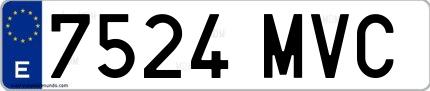 Ejemplo de matrícula española 7524 MVC