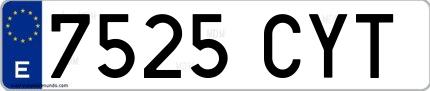 Ejemplo de matrícula española 7525 CYT