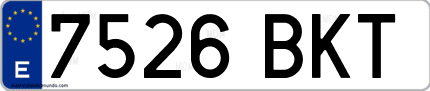 Ejemplo de matrícula de coche ordinaria 7526 BKT