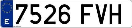 Ejemplo de matrícula española 7526 FVH