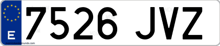 Ejemplo de matrícula de coche ordinaria 7526 JVZ