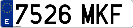 Ejemplo de matrícula de coche ordinaria 7526 MKF
