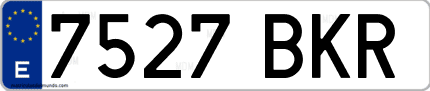 Ejemplo de matrícula de coche ordinaria 7527 BKR