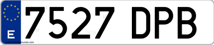 Ejemplo de matrícula de coche ordinaria 7527 DPB