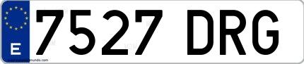 Ejemplo de matrícula española 7527 DRG
