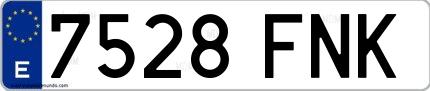 Ejemplo de matrícula española 7528 FNK