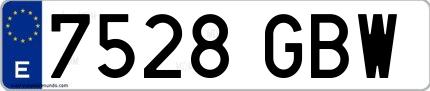 Ejemplo de matrícula española 7528 GBW