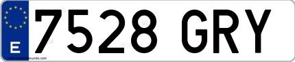 Ejemplo de matrícula española 7528 GRY