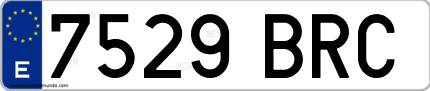 Ejemplo de matrícula de coche ordinaria 7529 BRC