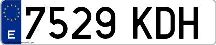Ejemplo de matrícula española 7529 KDH