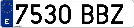 Ejemplo de matrícula española 7530 BBZ