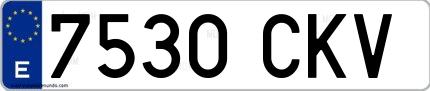 Ejemplo de matrícula española 7530 CKV